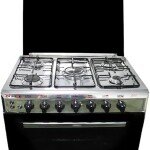 بوتاجاز غاز 5 شعلة من الفولاذ المقاوم للصدأ بالكامل من الأهرام، 60 × 80 سم