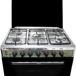 بوتاجاز غاز 5 شعلة من الفولاذ المقاوم للصدأ بالكامل من الأهرام، 60 × 80 سم